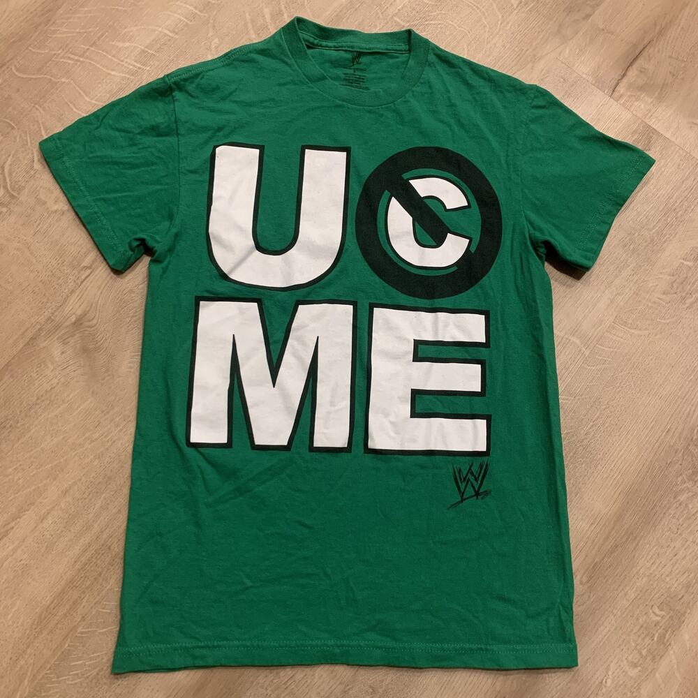 WWE John Cena U Can't See Me T-Shirt Men's Small S Green Wrestling Graphic Tee